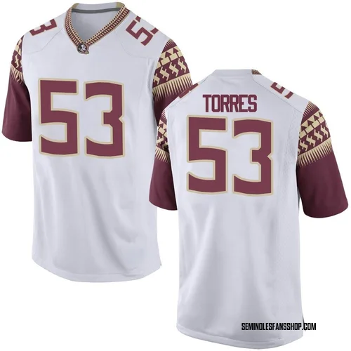 Men's Nike Brandon Torres Florida State Seminoles Game White Football College Jersey