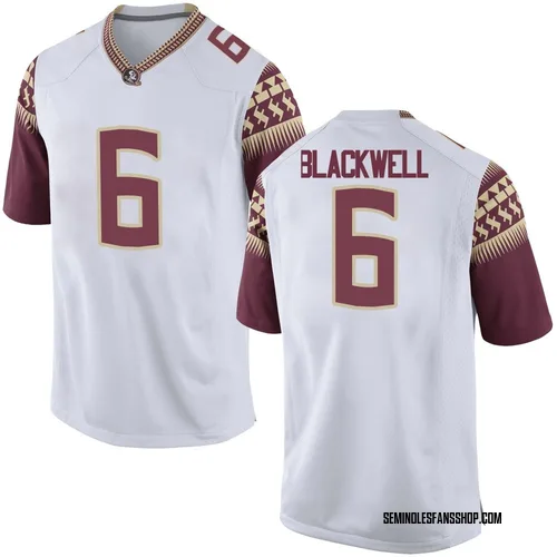 Men's Nike Gavin Blackwell Florida State Seminoles Game White Football College Jersey