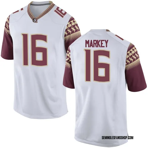 Men's Nike Gavin Markey Florida State Seminoles Game White Football College Jersey