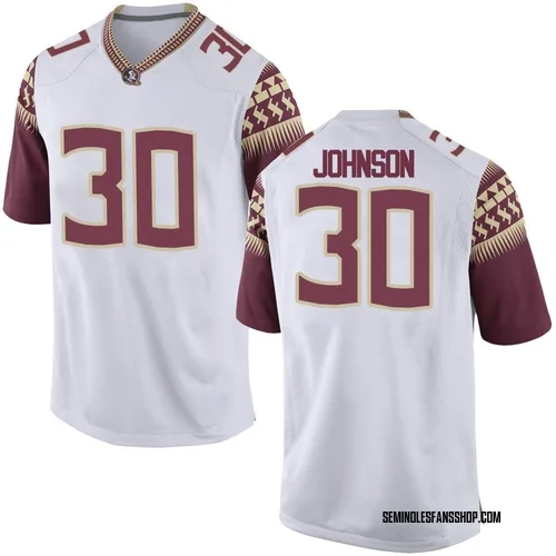Men's Nike Jeremiah Johnson Florida State Seminoles Game White Football College Jersey