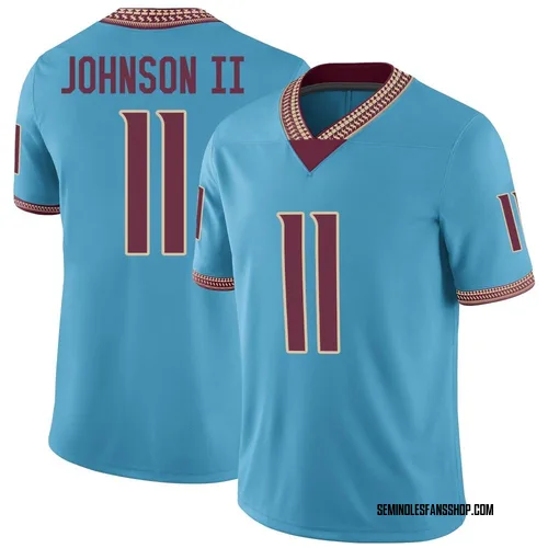 Men's Nike Jermaine Johnson II Florida State Seminoles Game Replica Turquoise Heritage Jersey
