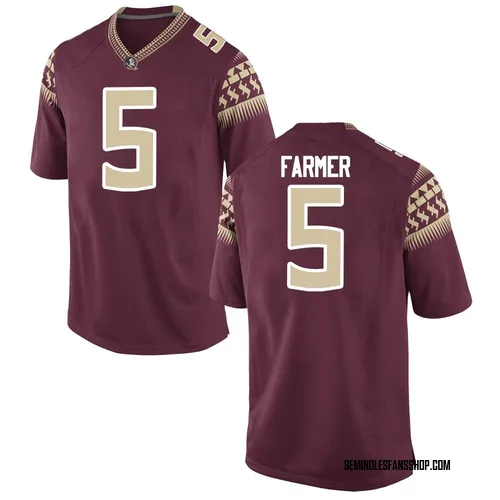Men's Nike Joshua Farmer Florida State Seminoles Game Garnet Football College Jersey
