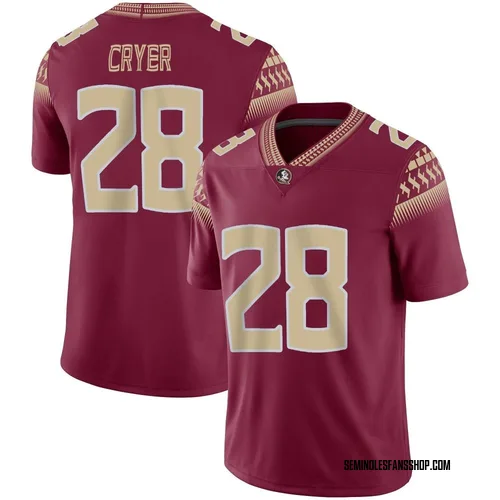 Men's Nike Justin Cryer Florida State Seminoles Game Garnet Football Jersey