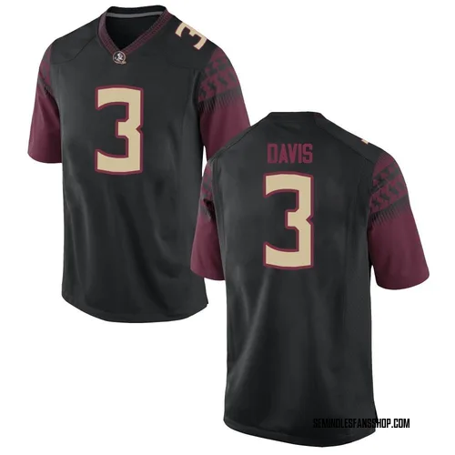Men's Nike Kam Davis Florida State Seminoles Game Black Football College Jersey