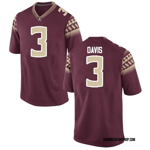 Men's Nike Kam Davis Florida State Seminoles Replica Garnet Football College Jersey