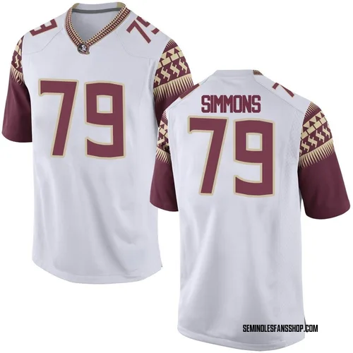 Men's Nike Lucas Simmons Florida State Seminoles Game White Football College Jersey