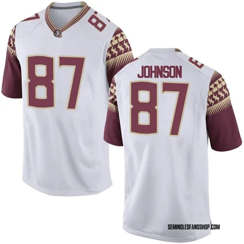 Men's Nike Xavier Johnson Florida State Seminoles Replica White Football College Jersey