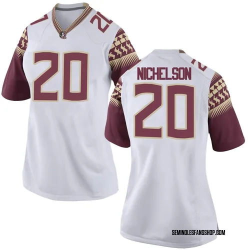 Women's Nike Blake Nichelson Florida State Seminoles Game White Football College Jersey