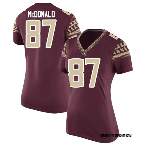 Women's Nike Camren McDonald Florida State Seminoles Game Garnet Football College Jersey