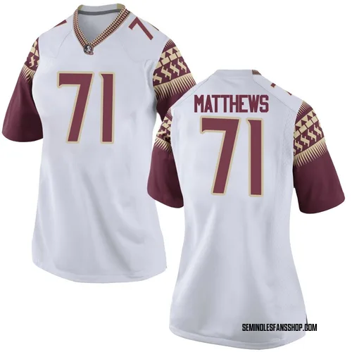 Women's Nike Ja'Elyne Matthews Florida State Seminoles Game White Football College Jersey