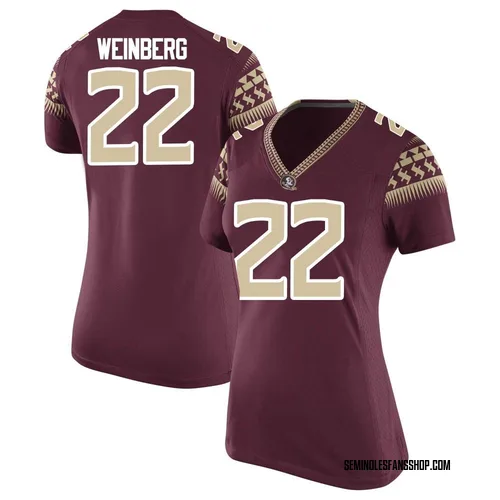 Women's Nike Jake Weinberg Florida State Seminoles Replica Garnet Football College Jersey