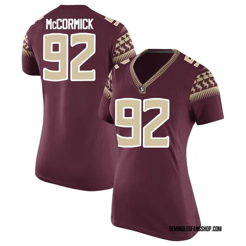 Women's Nike Liam McCormick Florida State Seminoles Game Garnet Football College Jersey