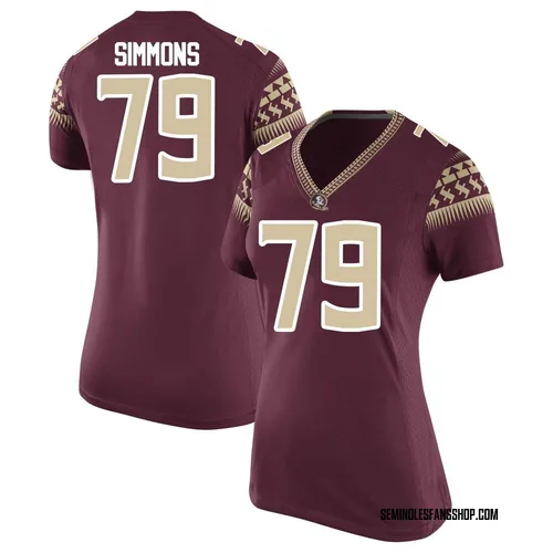 Women's Nike Lucas Simmons Florida State Seminoles Game Garnet Football College Jersey