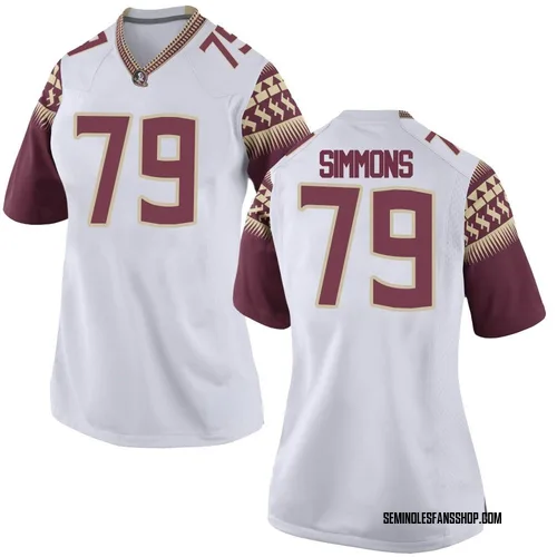 Women's Nike Lucas Simmons Florida State Seminoles Replica White Football College Jersey