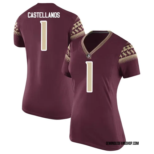 Women's Nike Tommy Castellanos Florida State Seminoles Game Garnet Football College Jersey