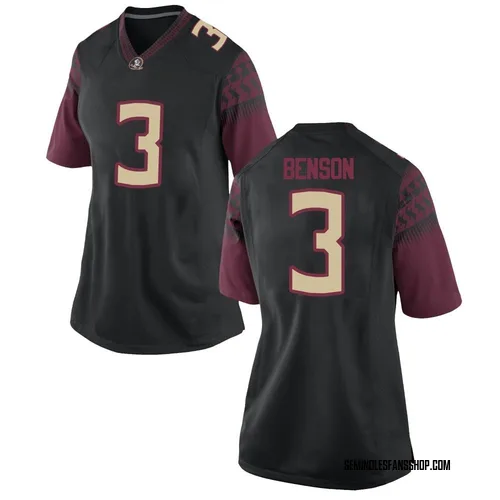 Women's Nike Trey Benson Florida State Seminoles Game Black Football College Jersey