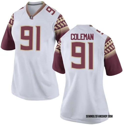 Women's Nike Tyeland Coleman Florida State Seminoles Game White Football College Jersey