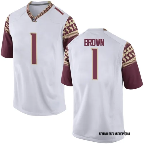 Youth Nike Shyheim Brown Florida State Seminoles Game White Football College Jersey