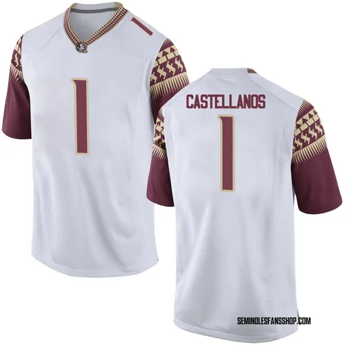 Youth Nike Tommy Castellanos Florida State Seminoles Game White Football College Jersey