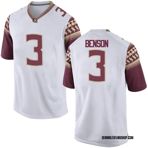 Youth Nike Trey Benson Florida State Seminoles Game White Football College Jersey